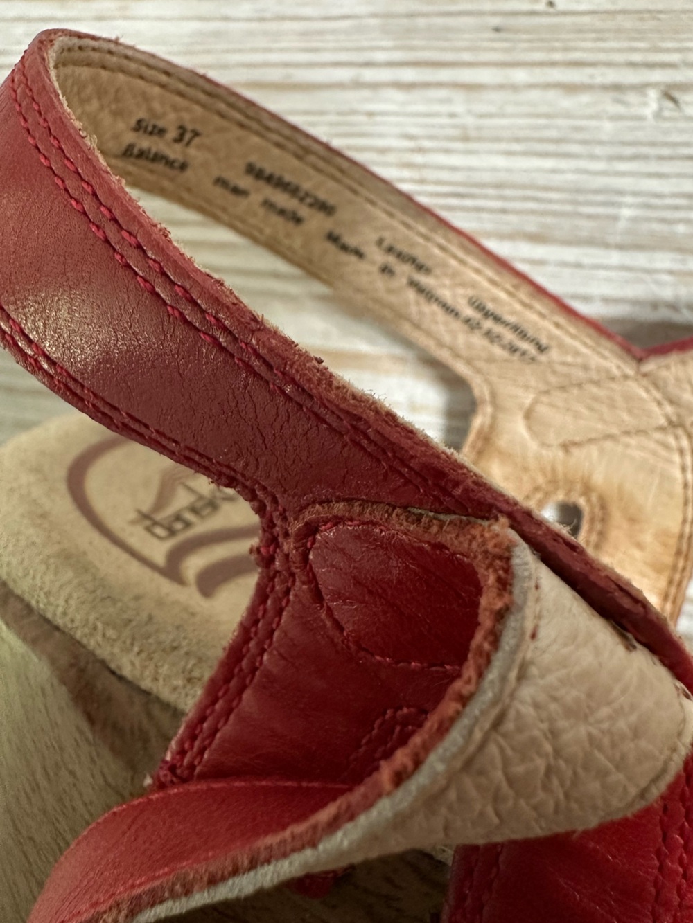 Dansko Season Red Leather Adjustable Comfort Sandal Sz 37 - Picture 7 of 10